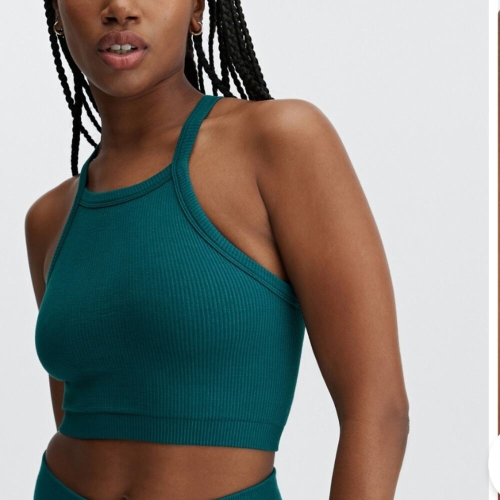 Fabletics Dawn Racerback Seamless Bralette - Fjord- Deep Teal Size Large